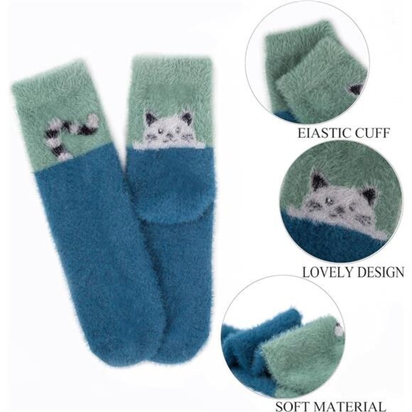 New 5 Pairs Fuzzy Soft Cozy Comfortable Socks for Women, Casual Sleep Comfy Sock - Picture 2 of 6